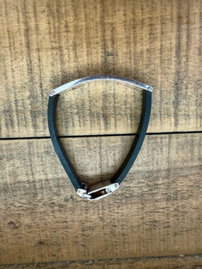 Gucci Black Rubber ID Bracelet 7 In 925 Sterling Silver Italy Jewelry Gift